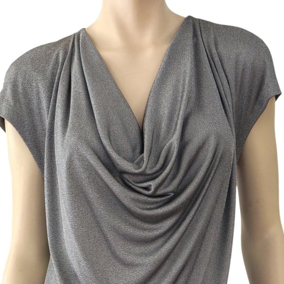 XS Grey Bodycon Cowl Neck Asymmetrical Hem Dress - Picture 4 of 7
